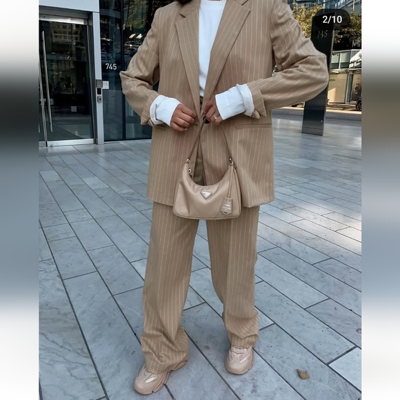 ZARA OVERSIZED BLAZER TAN SIZE M - Picture 3 of 11